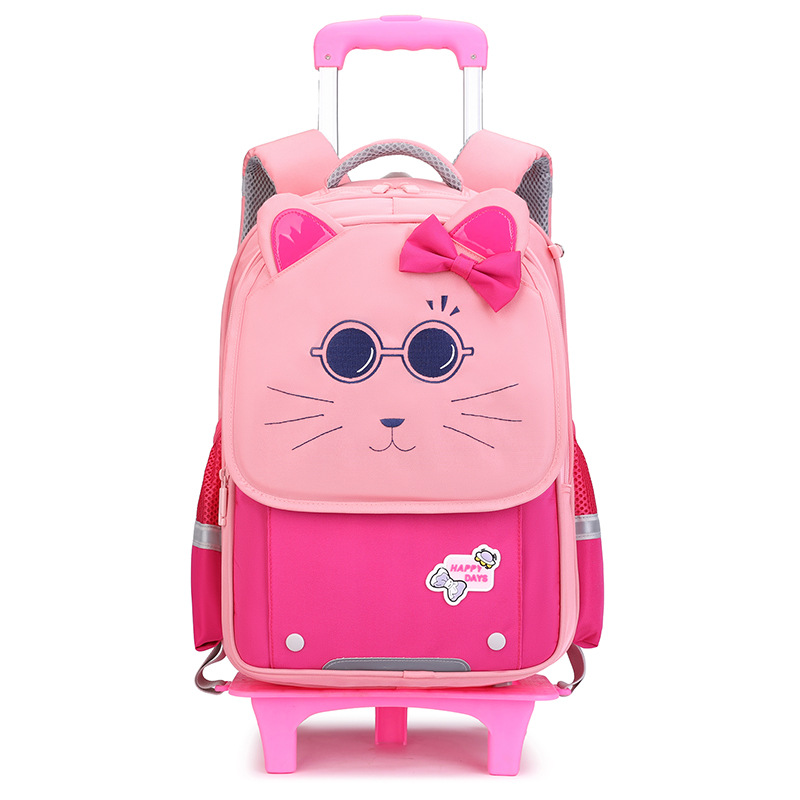 2025 New Trolley Schoolbag Female Primary School Student Schoolbag Candy Color Matching Backpack Spine Protection and Burden Reduction Kidsren's Schoolbag