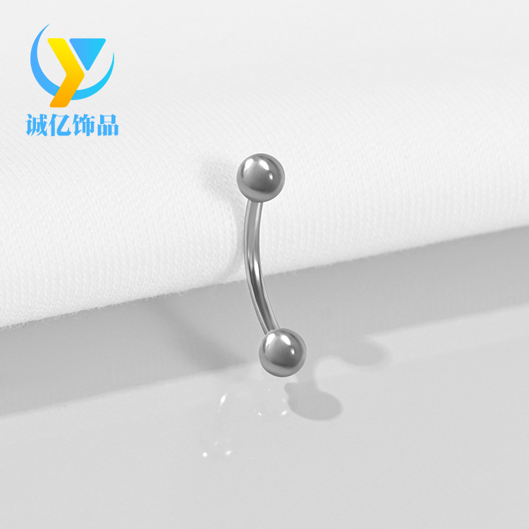 SOURCE Factory rose gold round bead curved rod stainless steel eyebrow nail solid color electroplated metal C Rod eyebrow nail piercing jewelry wholesale