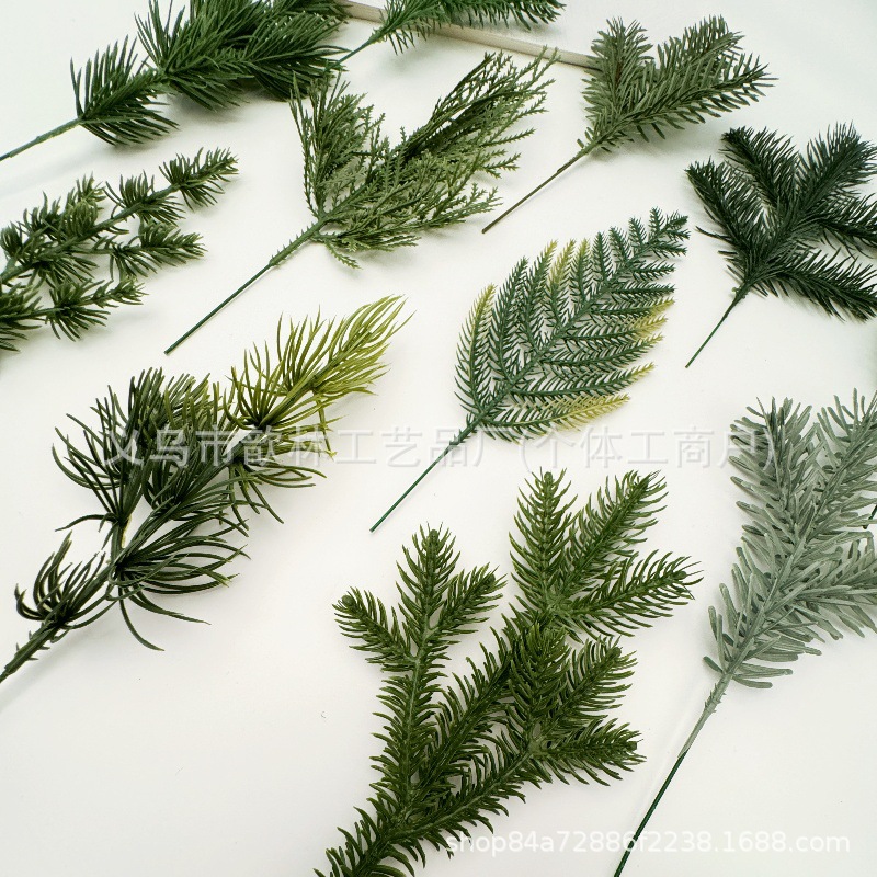 Simulated Christmas Pine Needles Three-Pronged Green Plants Christmas Wreath Tree Decorations Wholesale High Simulation