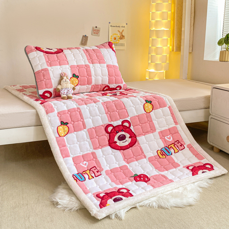 Class A Milk Velvet Mattress Warm Cotton Cushion Student Dormitory Single Lamb Velvet Mattress Machine Washable Bed Pad