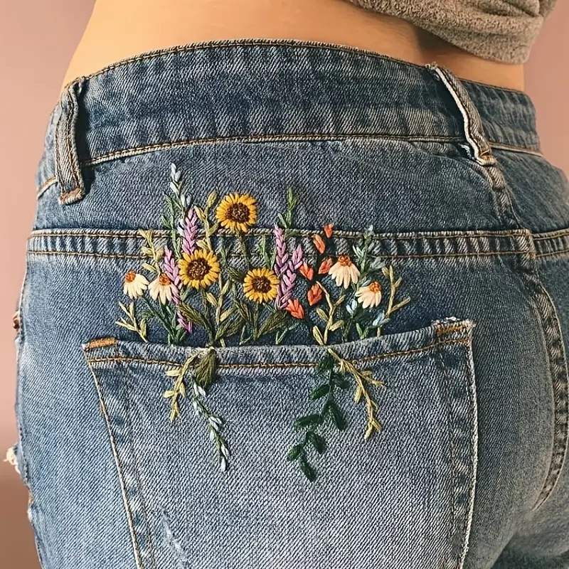 Clothes Embroidery Sticker Hand Embroidery Clothes Sweater Belt Figure Water Soluble DIY Material T-shirt Jeans Embroidered Back Adhesive Sticker