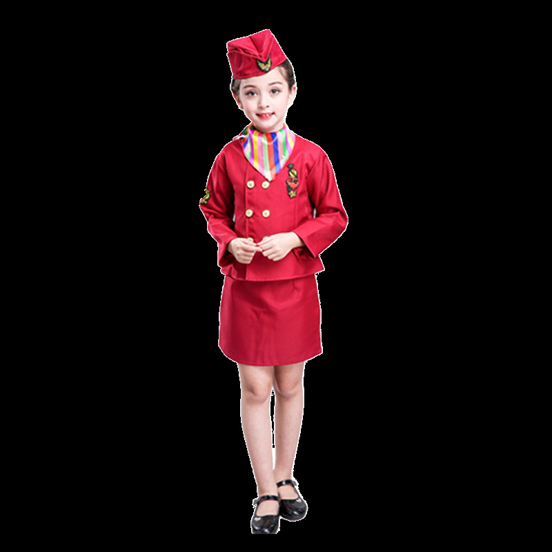Children's Captain Stewardess Uniform Pilot Captain's Show Performance Clothing Air Flight Attendants Flight Attendants Costumes for Boys and Girls