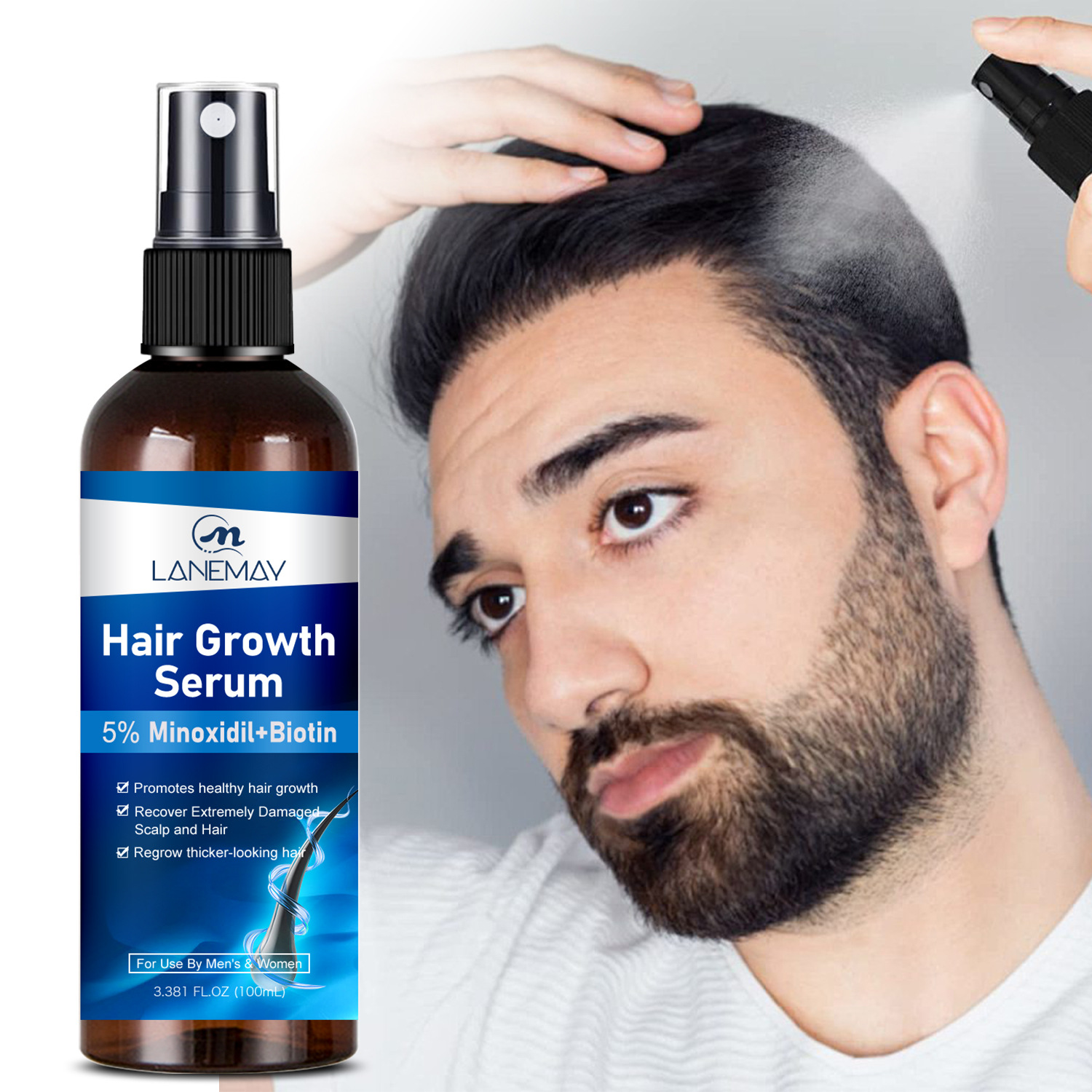 Кросс-бордерный набор для роста бороды, спрей для роста бороды, питательный