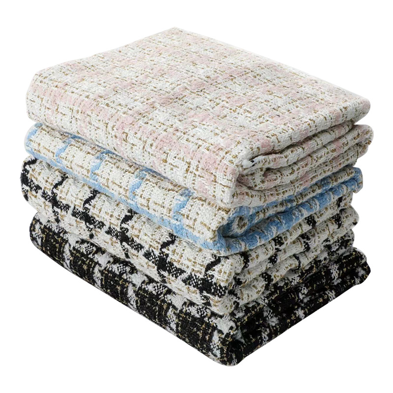 Small Chanel Style Fabric Package Flower-bouquet Fabric Gold Tweed Woolen Coat Shoes and Hats Bag Trousers and Skirts Toy Fabric