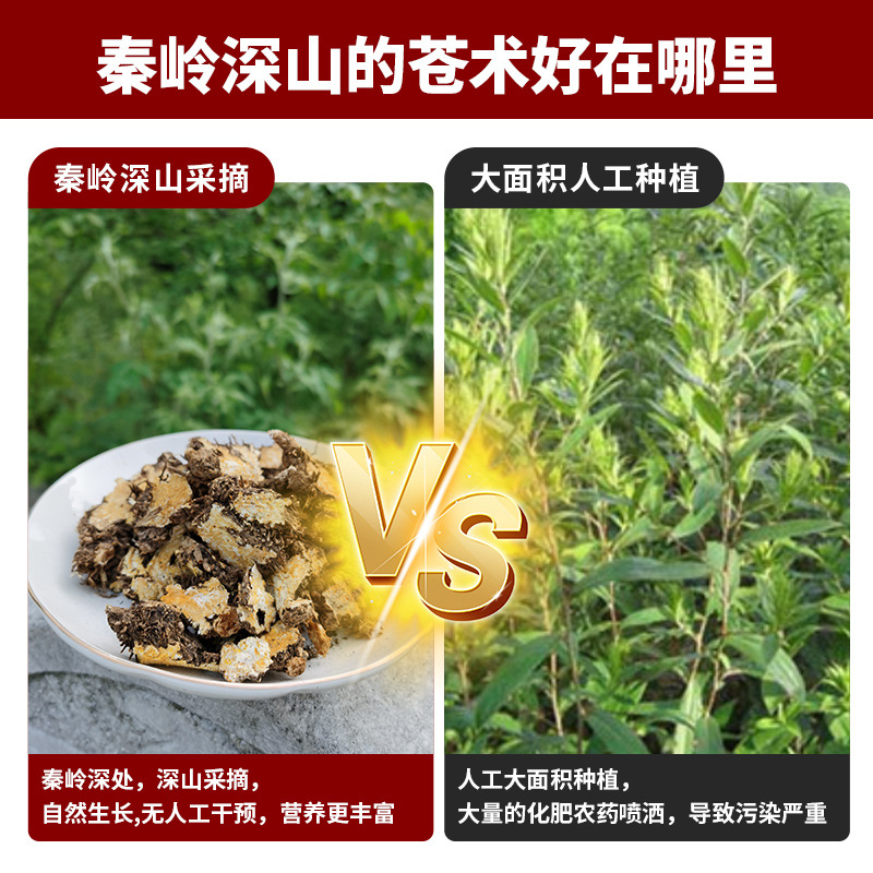 Wild Atractylodes from the Deep Mountains of Qinling 500g Genuine Medicinal Material from the North, Free Shipping, Sulfur-Free Atractylodes Slices Paired with Phellodendron for Tea