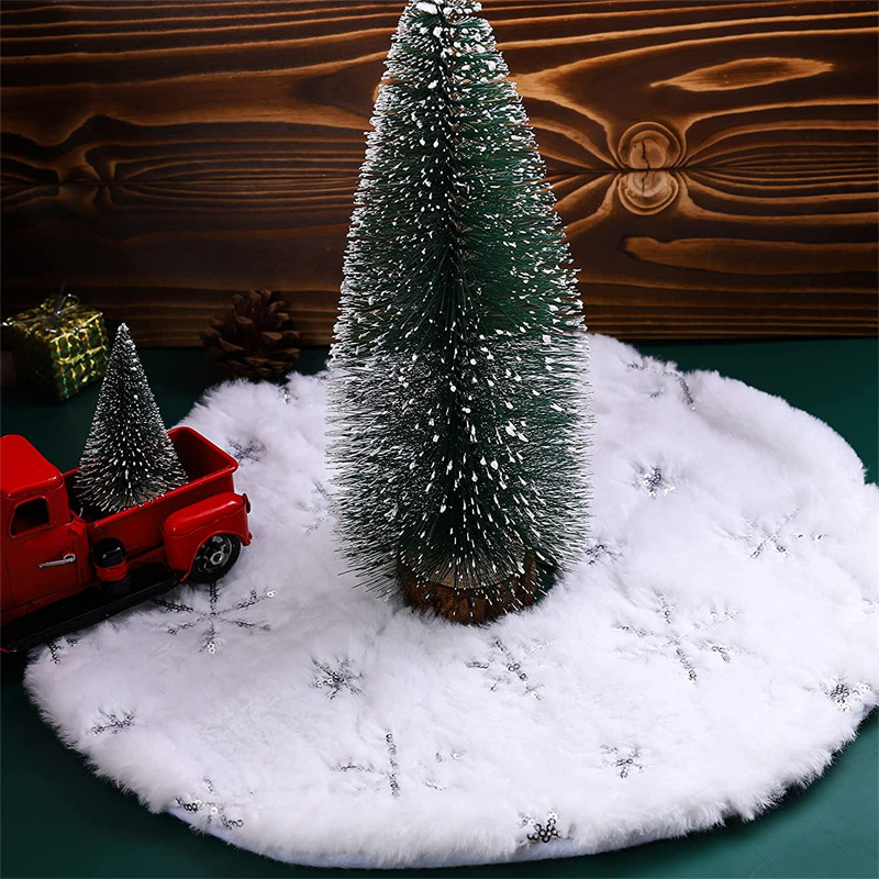 Cross-Border New Mini Christmas Tree Skirt 38cm Christmas Tree Skirt Double-Layer Plush Tree Skirt Desktop Tree Skirt Decoration