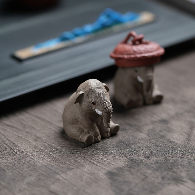 Yixing Original Mineral Purple Sand Elephant Tea Pet Ornaments Can Raise Cute Elephant Object Tea Tray Tea Table Handmade Tea Toys