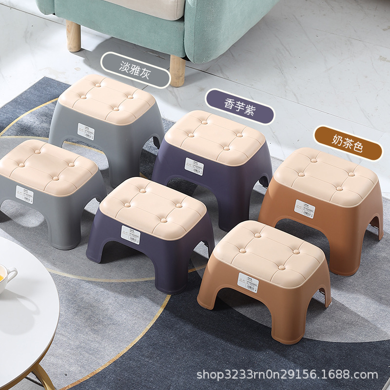 Home Plastic Small Square Stool Living Room Bathroom Stool Thickened Small Bench Low Stool Kindergarten Plastic Stool Stacked