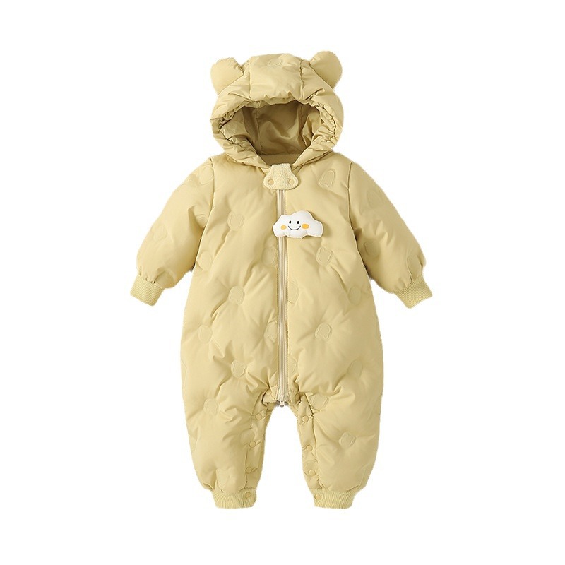 Shopping Mall Off-Season White Duck down Jacket Hooded Warm Jumpsuit 24 Winter Outing Clothes Newborn Crawling Clothes