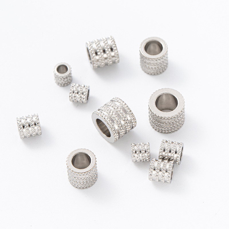 Cross-border necklace pendant 18K gold vacuum plated stainless steel four-layer Plaid tube beads handmade jewelry accessories