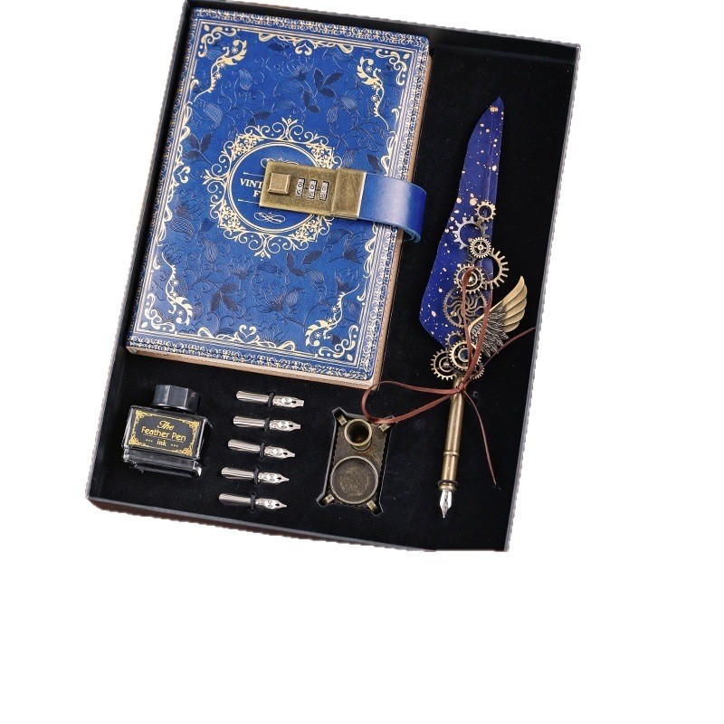 European Retro Quill Pen Notebook Mechanical Wing Feather Dipped Pen Business Gift Creative Pen