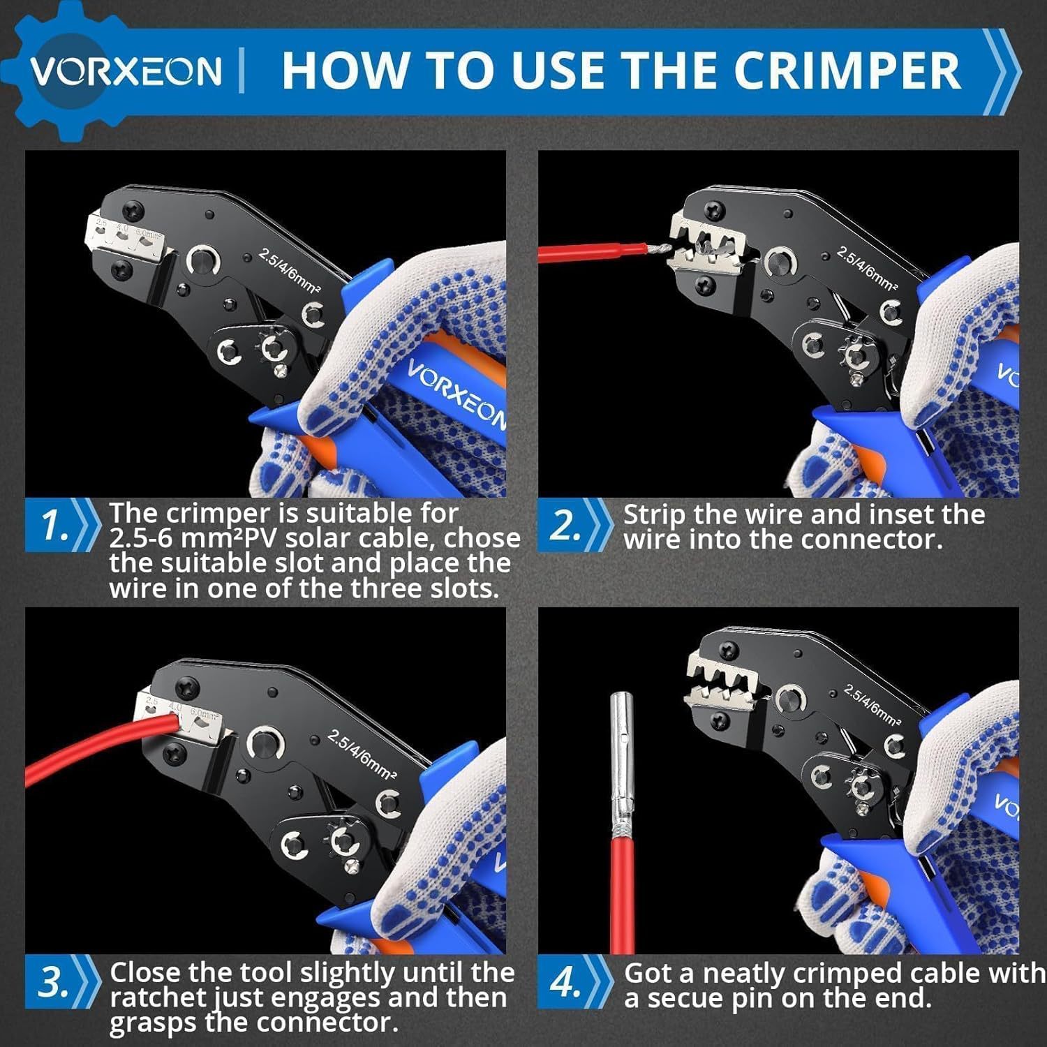 Vorxeon Solar Crimpzange Set Für 2.5/4.0/6.0mm² Solarpan