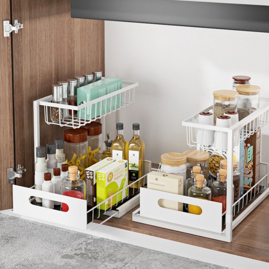 Cross-border Amazon New Kitchen Cabinet Rack Multi-functional Household Countertop Pull-out Seasoning Storage Rack