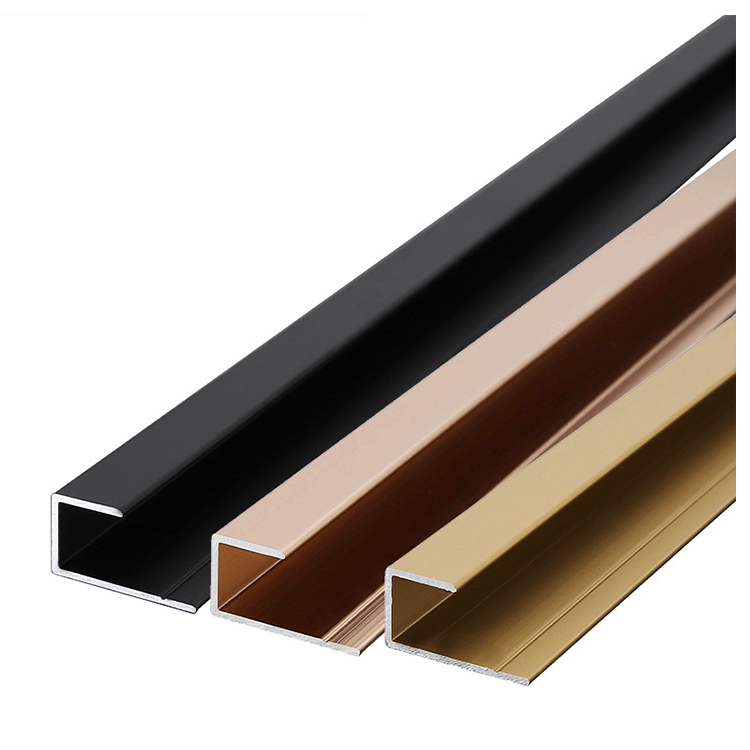 Aluminum Alloy C-Shaped Edge Strip 9mm Wall Panel Edge Rose Metal U-Shaped Glass Edge Strip Wooden Floor Edge Strip