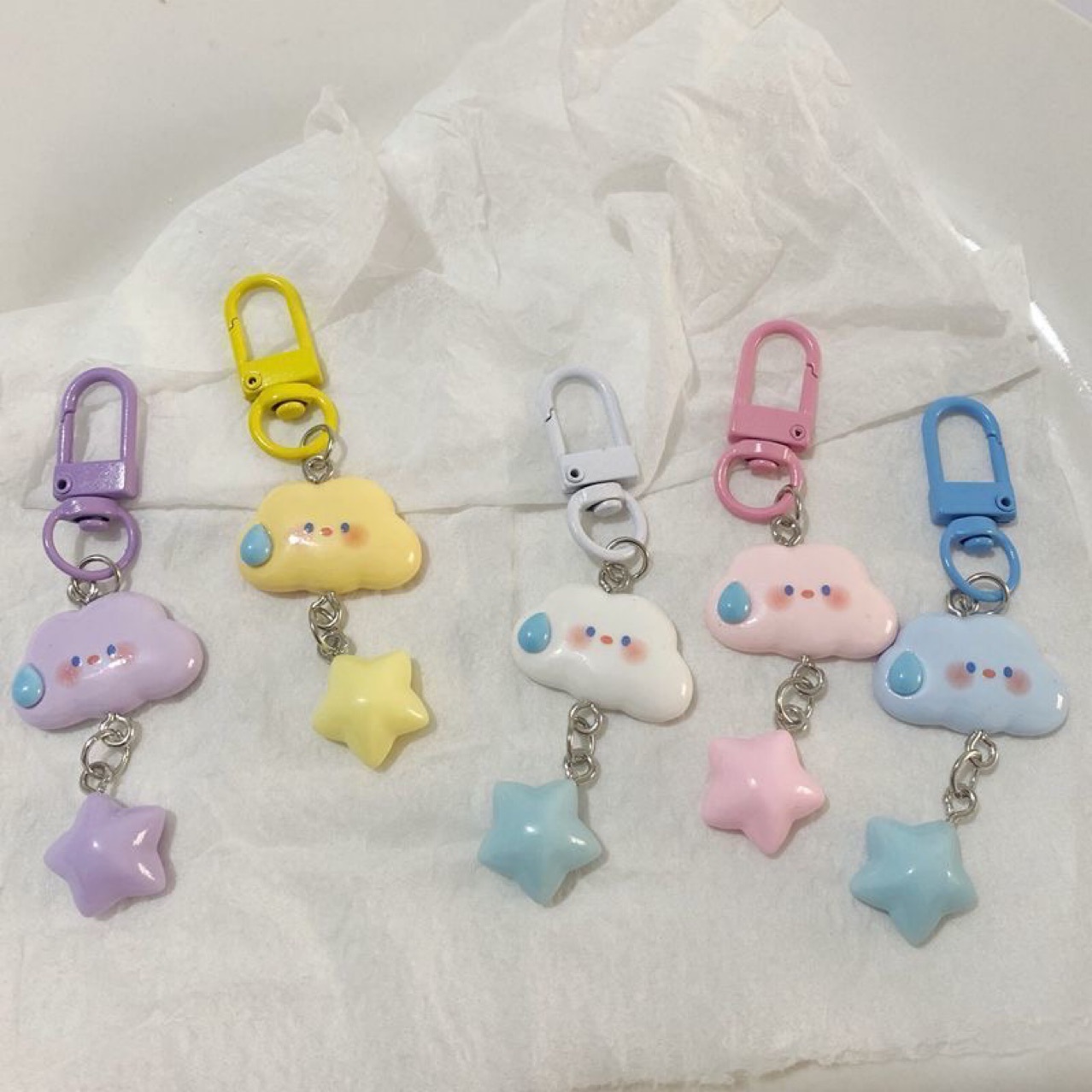 New Cloud Star Keychain Funny Speechless Cloud Pendant Girl Heart Cartoon Backpack Student Bag Pendant