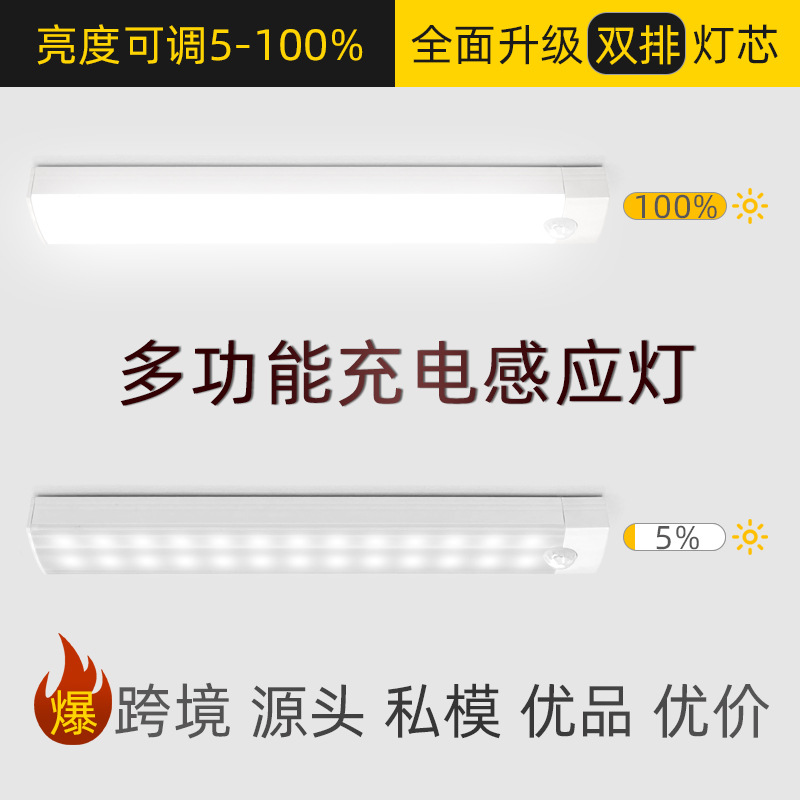 Светодиодный шкафный светильник с датчиком движения большой емкости с подсветкой защита глаз ночной свет магнитная USB зарядка