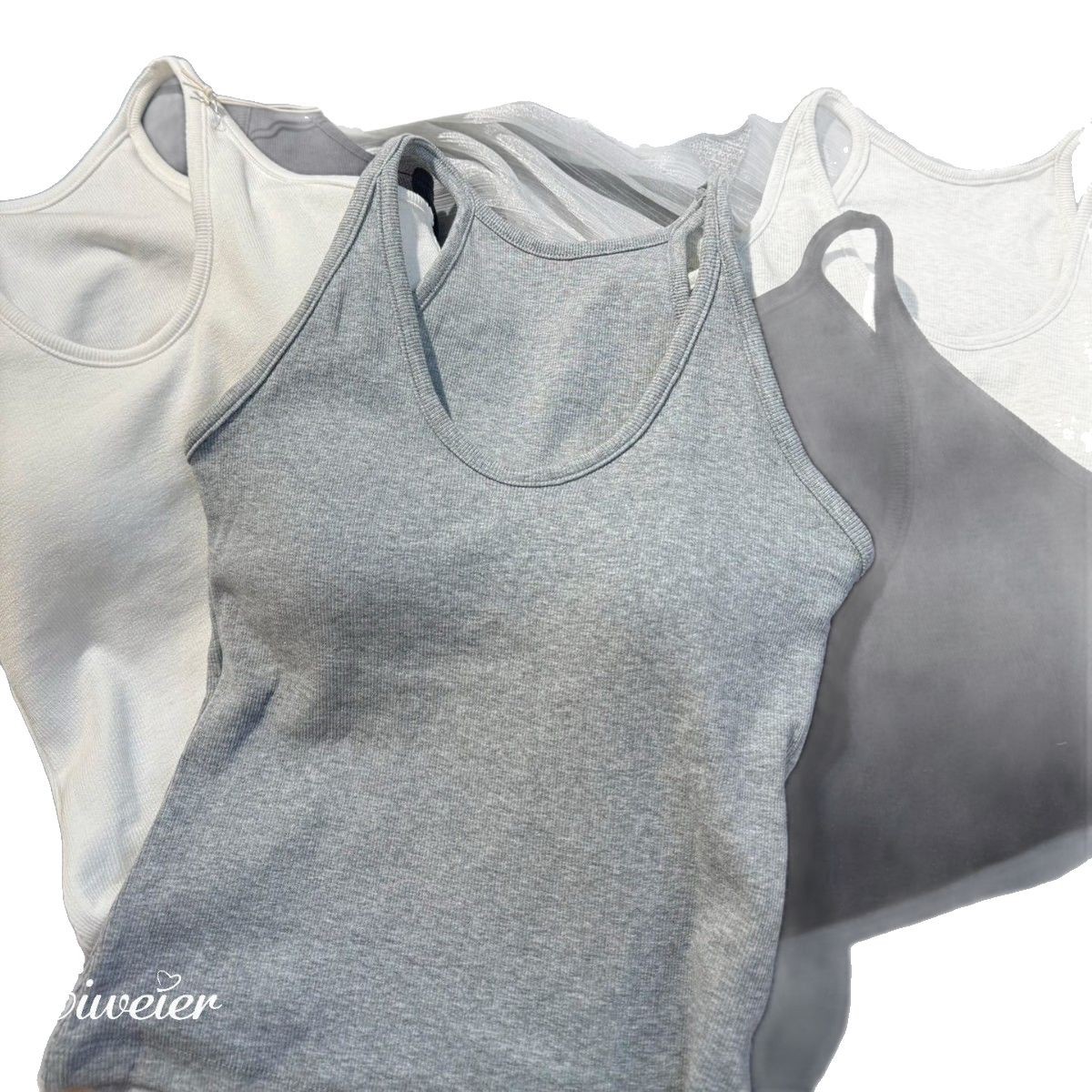 Fashion Daily Inner Wearing Outer Wearing Vest One-piece Wear-free Underwear Spring and Summer Four Seasons Beautiful Back Latex Cotton Pad Sling