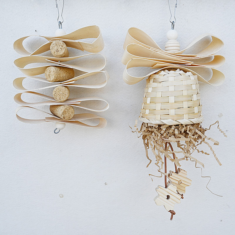 Parrot bird toy natural wood chip bite string bamboo cork shredded paper bite relief supplies cross-border wholesale
