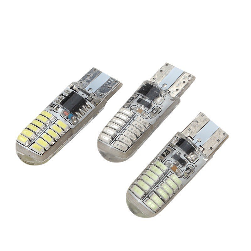 T10 3014 24SMD width indicator lamp LED small lamp silicone flash license plate lamp crystal lamp double-sided