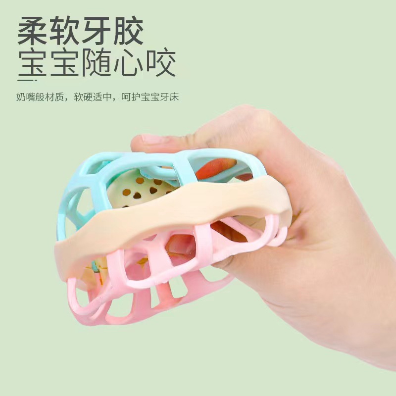 Baby's Hand-held Ball Soft Rubber Rattle Toy Can Bite Boiled Newborn 0-6-12 December Baby Yizhi Pacification Wholesale