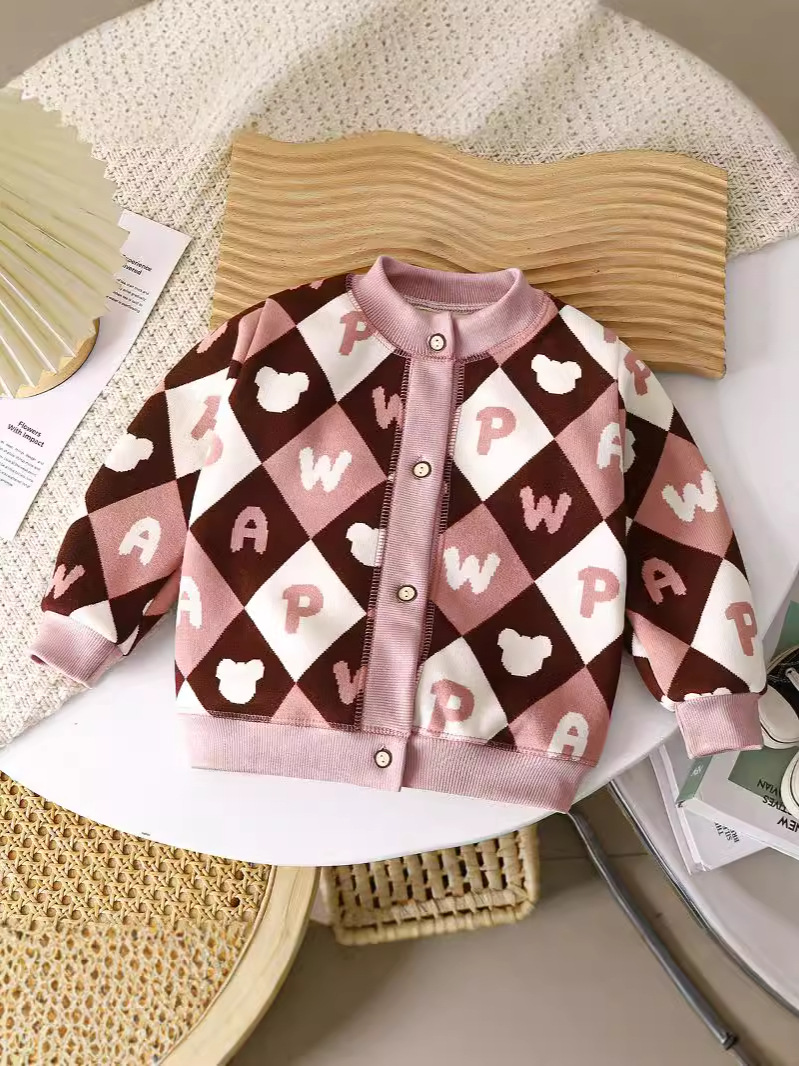 Warm Cardigan for Boys and Girls, Versatile Knitted Jacket for Children, Thickened Outerwear Sweater for Toddlers and Parent-Child Matching