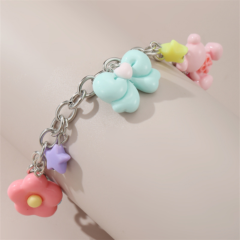 Children's Bear Pendant anklet Bohemian Beach Style Summer Refreshing Bow Girl's Cute Foot Jewelry