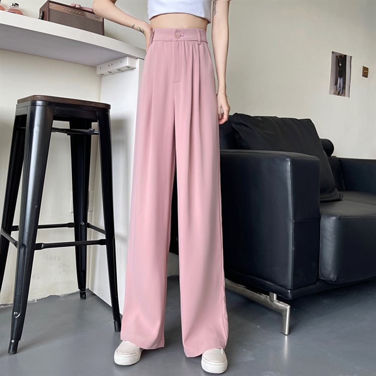 Suit Pants Women's 2023 Summer Korean-style Loose High Waist Wide Leg Slimming Drop-off Pants Straight Casual Pants
