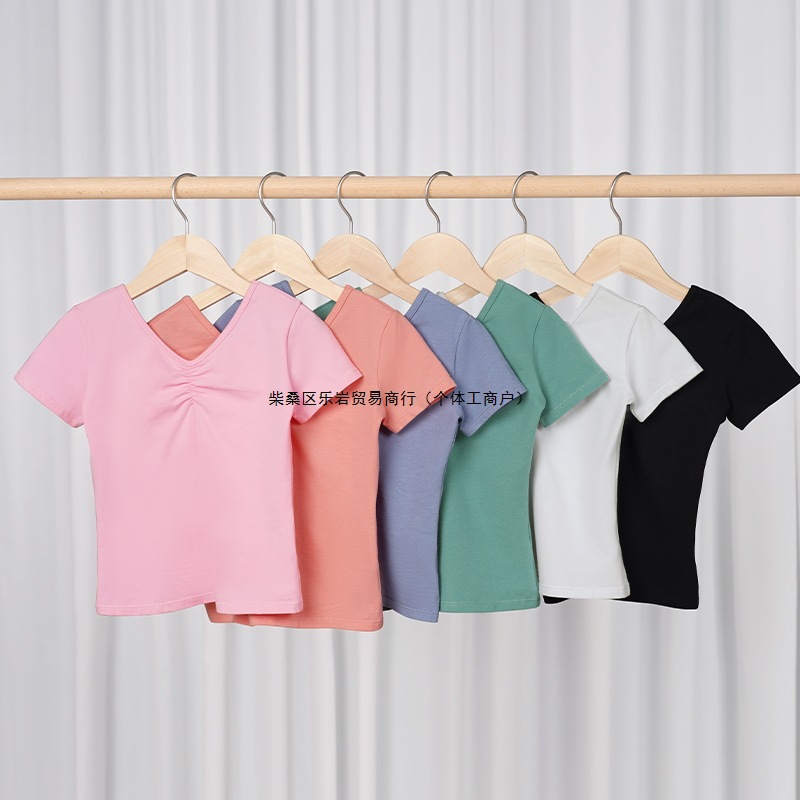 Children's Dancing Clothes Bell Pants suit Girls Split Short Sleeve Top Chinese Dancing Practice Clothes Body Training Wholesale