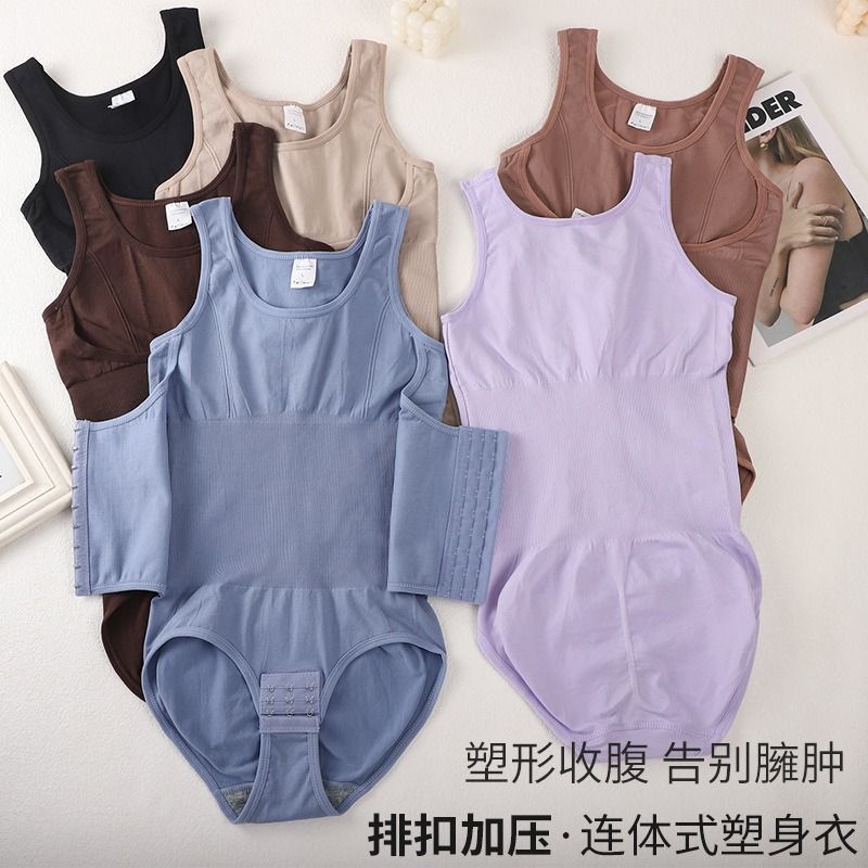 Cross-border plus size One-piece Shaping Clothes Buckle-breasted One-piece Shaping Tight-fit Reinforcing Plastic Abdominal Pants Triangular Shaping Clothes