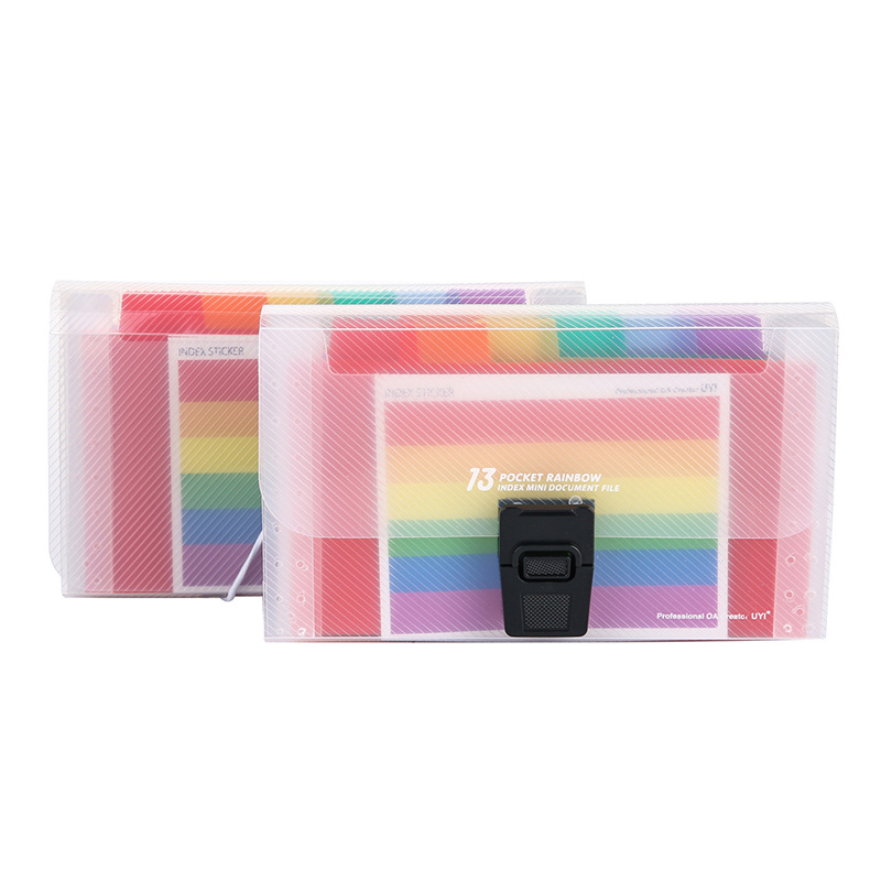 13-grid mini organ bag a6 rainbow multi-layer organ folder data file folder bill clip buckle file bag
