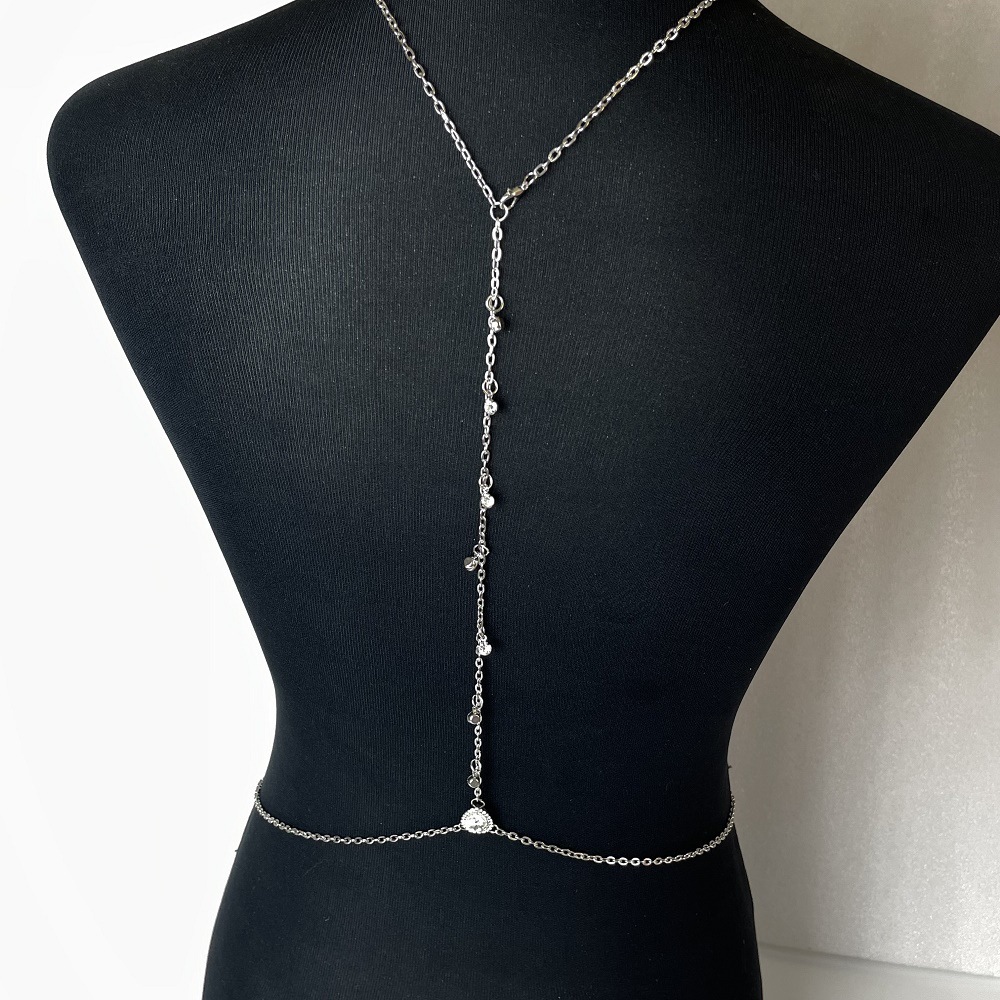 Temu's Popular Banquet Style Gorgeous Accessible Luxury Diamond-Encrusted Water Drop Body Chain Sexy Bridal Wedding Dress Tassel Exaggerated Accessories