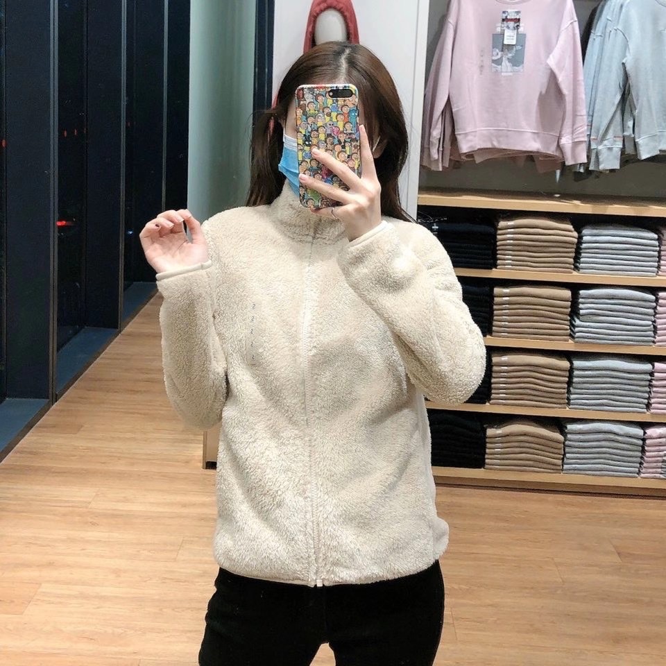 Japanese Single Autumn and Winter Women's Long-Staple Polar Fleece Jacket Long-Sleeved Cardigan Stand-Up Collar Warm Jacket 428330 449753