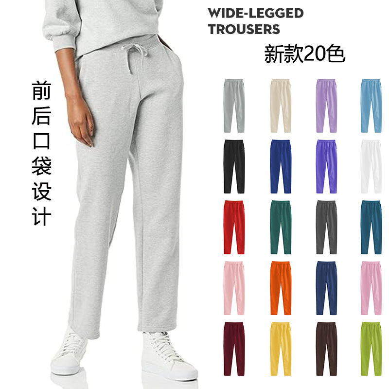 Простые кросс-бордерные брюки 2025 американского стиля с завязками и карманами на спине, унисекс, однотонные, флисовые, повседневные