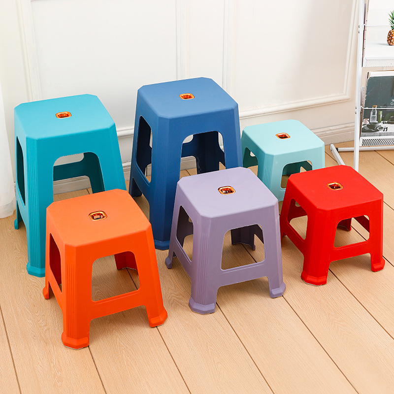 Factory Direct Sales Extra-Thick Plastic Stool for Home Living Room Cooked Rubber Non-Slip Bench High Stool Simple Thickened Dining Table