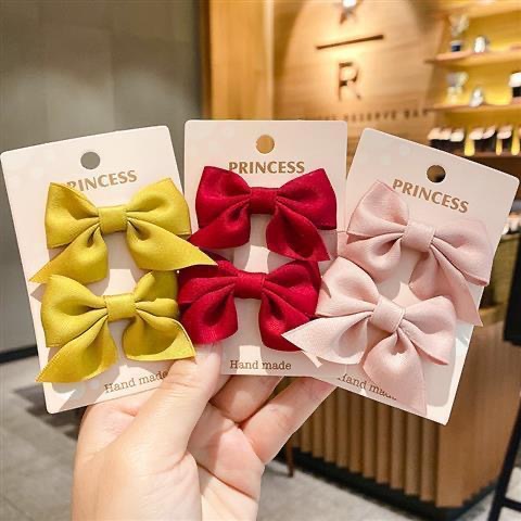 Children's Red Bow Hair Clip 2023 Internet Celebrity New Cute Imitation Exquisite Women's Summer Headwear Side Polyester Belt
