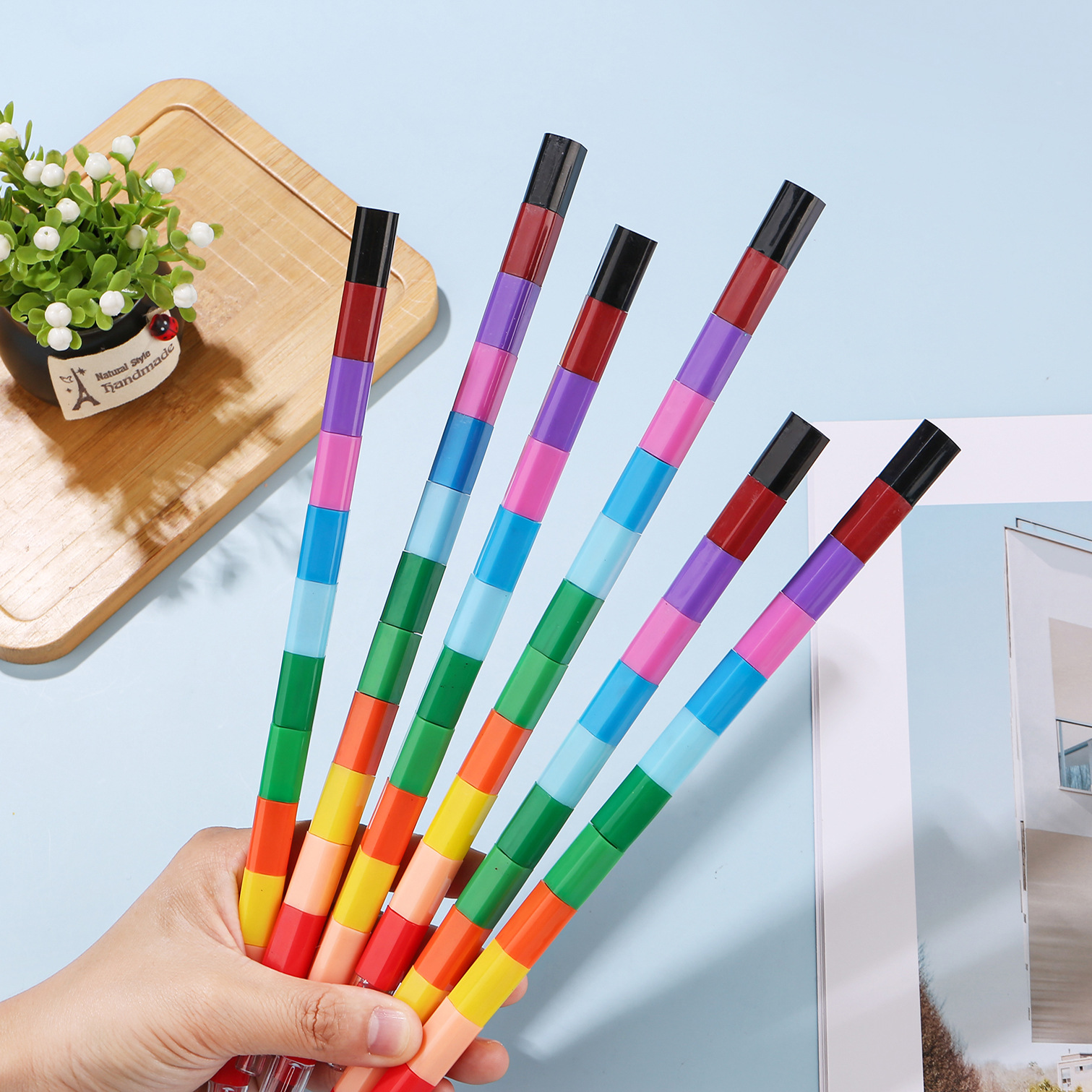 12 Цветов многораздельные блоки строительные карандаши для рисования масляные карандаши пластиковые цветные мелки