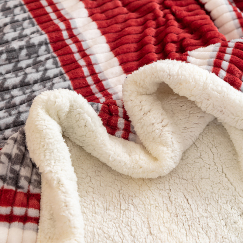 2025 New Drafted Printed Lamb Fleece Thickened Cover Blanket Multi-purpose Blanket Cross-border Four Seasons General Office