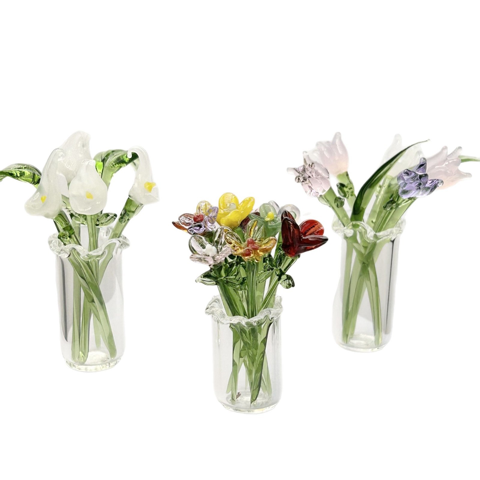 Glass flower bouquet glass flower imported potted vase calla lily tulip simulation floret gift