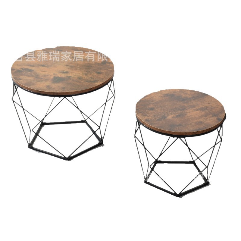 Nordic Retro Round Coffee Table Wrought Iron Internet Celebrity Sofa Side Table Balcony Coffee Table Modern Small Apartment Bedroom Table