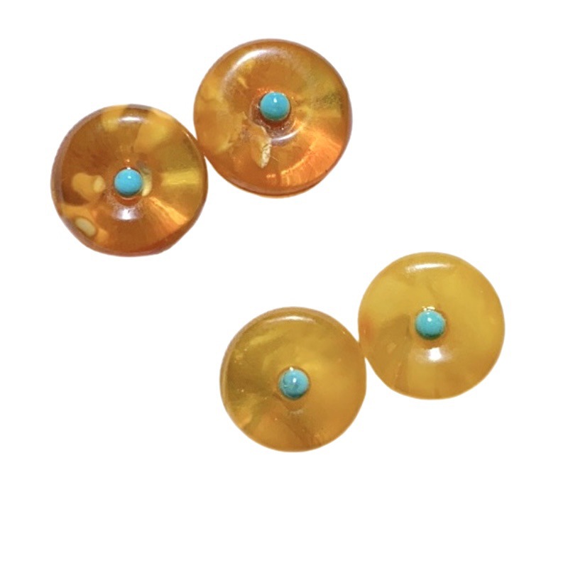 European New Old Beeswax Cake Earrings S925 Earrings Retro Versatile Features Daily Women's Models