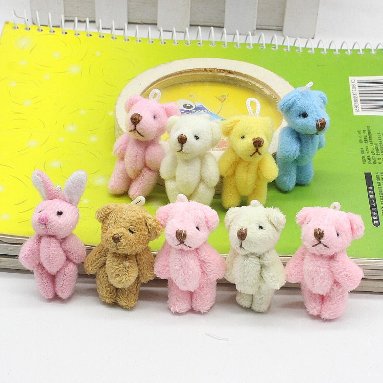 3. 5cm cartoon plush teddy bear joint bear plush doll DIY clothing hair accessories bouquet wedding candy box