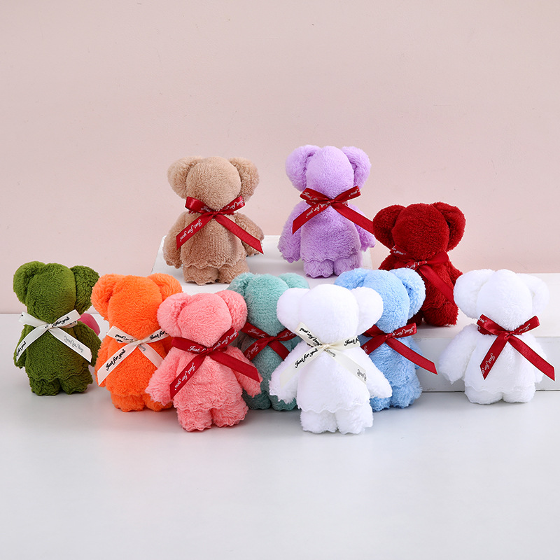 Coral velvet bear towel hand gift gift box wedding festival shop activity opening gift wholesale towel