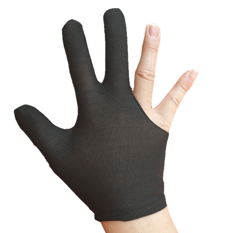 Black Three-Finger Billiards Gloves Yo-Yo Gloves Breathable Fingerless Ball Room Club Supplies Billiards Gloves