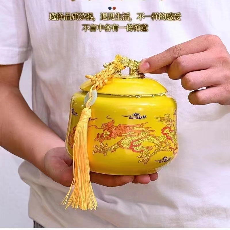 Factory Direct ceramic tea jar creative tea candy sealed dense medicine powder tea jar household portable sealed moisture-proof jar