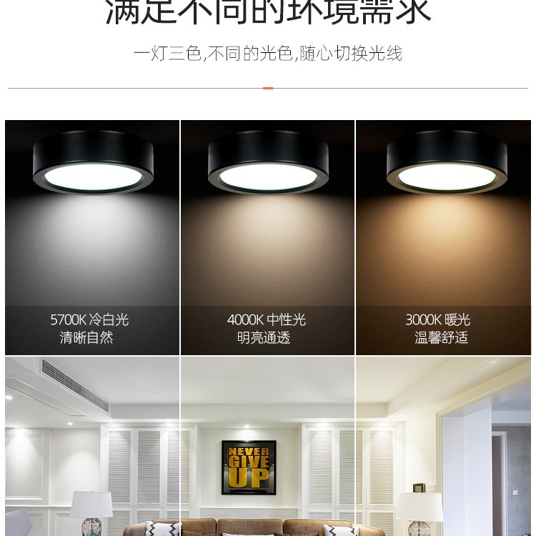 LED Ultra-thin Open-mounted Downlight Household Customer Engineering Open-hole-free Downlight Circular Shopping Mall Shops Unowned Lighting