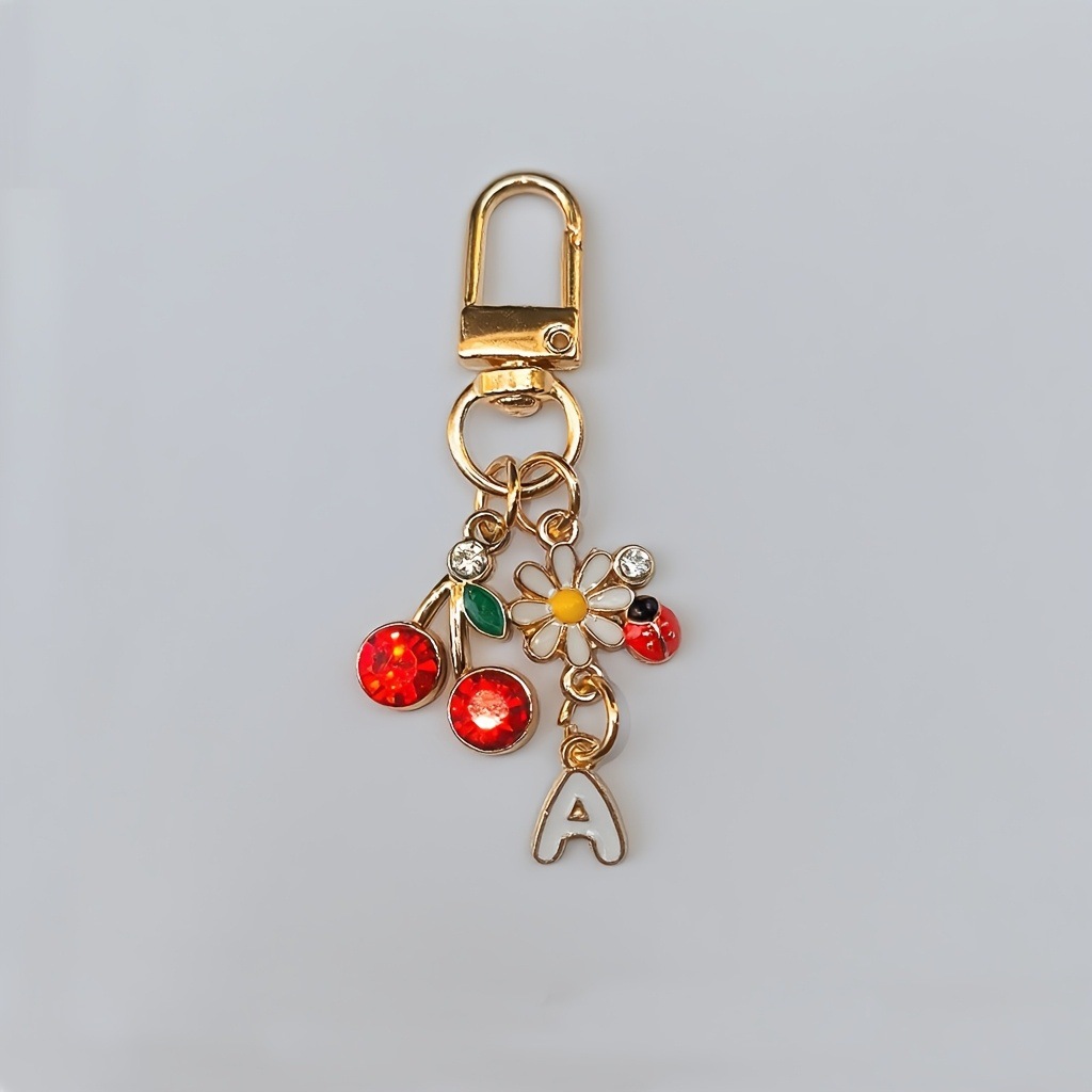 1 шт. милый цветочный вишневый брелок - ювелирные изделия с буквами A-Z, красная вишня, вспышка