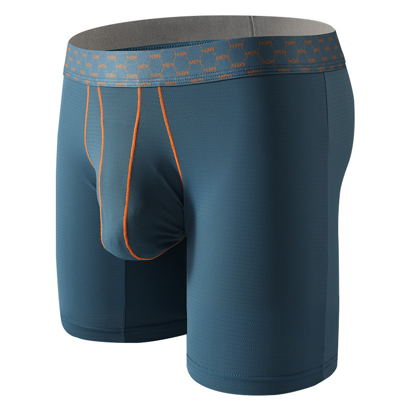 Amazon Men's Five-point Pants Contrast Color Panties Ice Silk Mid-waist Breathable Men's Anti-wear Leg Boxer Panties plus size