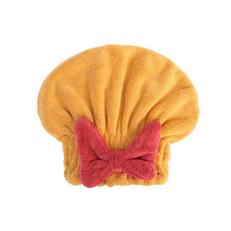 Factory Direct Sales Dry Hair Cap Absorbs Water and Is Quick-drying Japanese Style Cute Bow Princess Shower Cap Coral Velvet Pineapple Plaid Absorbs Water