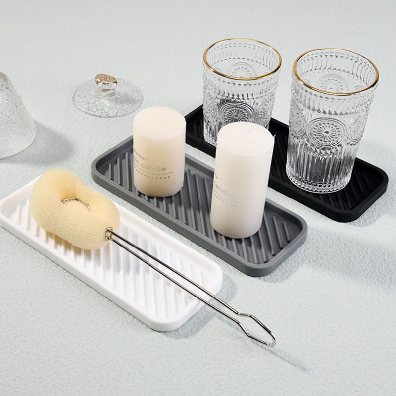 Amazon New Silicone Drain Tray Bathroom Soap Storage Drain Tray Kitchen Cup Water Cup Tray
