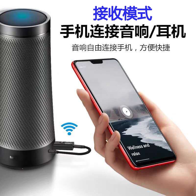 V5.0 Bluetooth Transmitter and Receiver Two-In-One Built-In Microphone Call Hands-Free Car Speaker Computer Universal